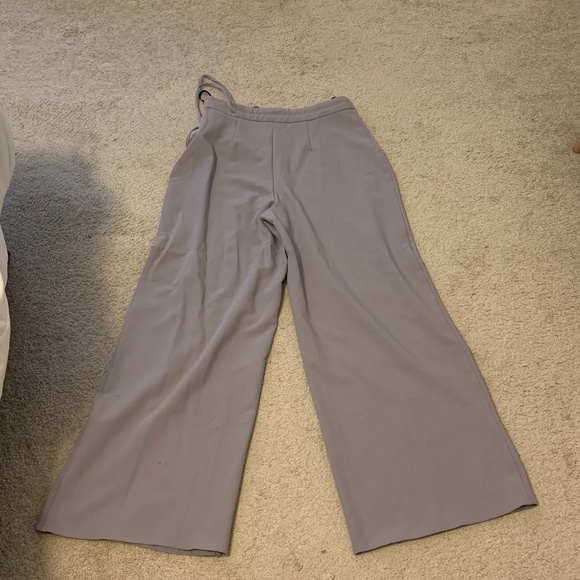 Missguided petite, grey wide leg pants with side tie - Picture 2 of 4